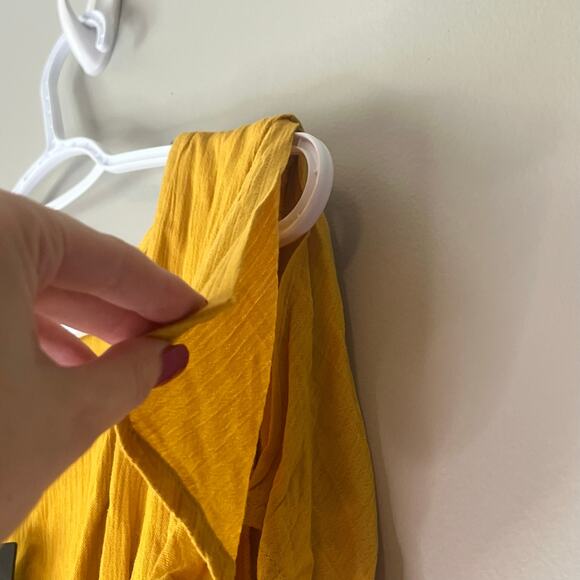 NWT! Lulus Mustard Yellow Short Sleeve Wrap Dress Size Small - Picture 9 of 12